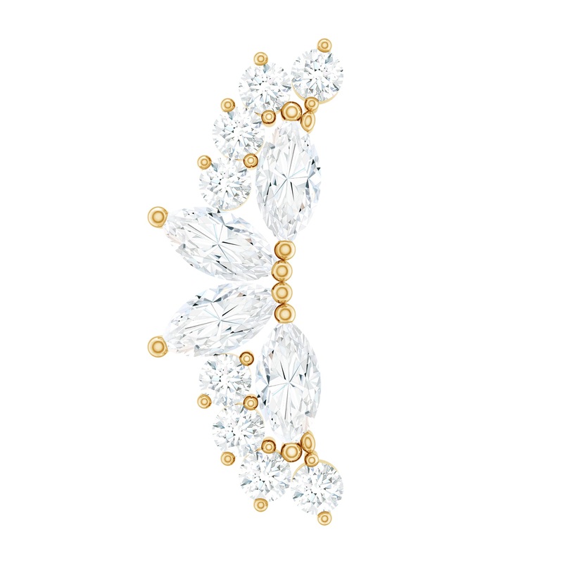 Marquise and Round Moissanite Unique Crawler Earring