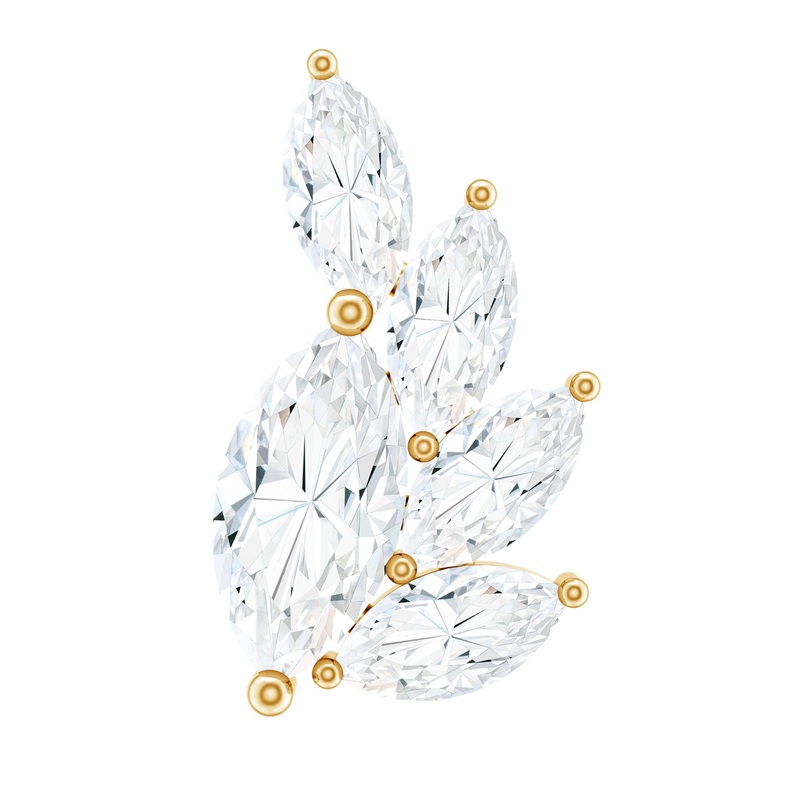 Marquise Cut Moissanite Cluster Helix Earring