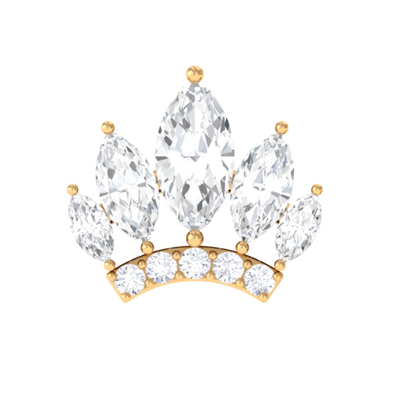 Marquise Moissanite Gold Crown Cartilage Earring