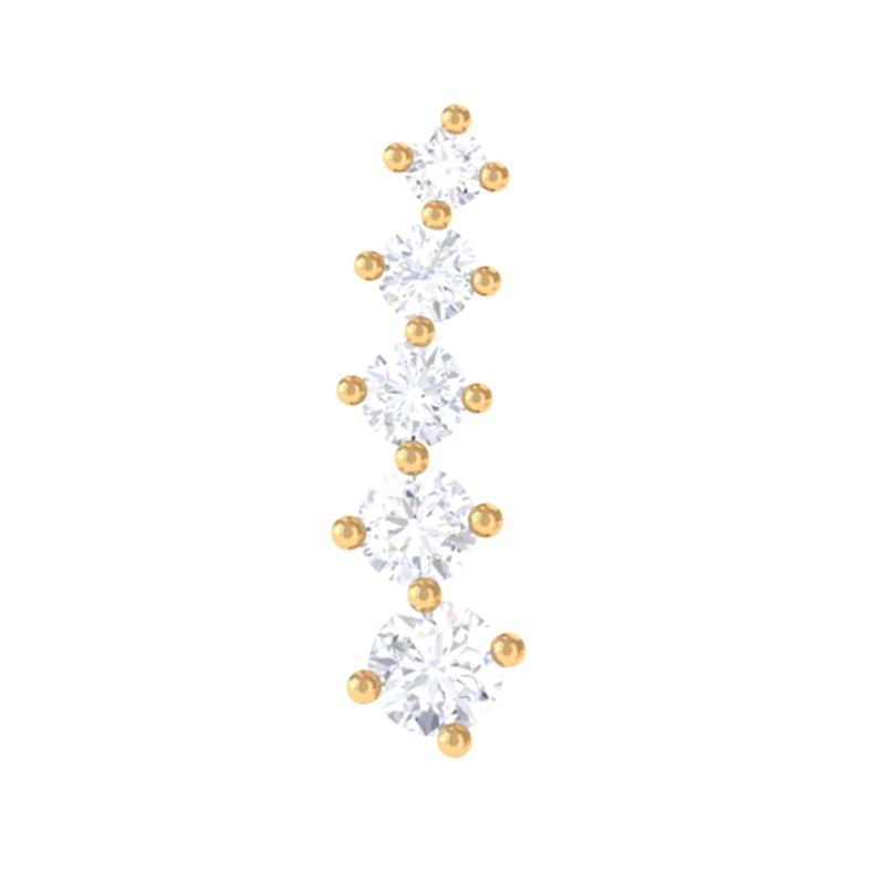 Minimal Moissanite Gold Crawler Earring For Helix Piercing
