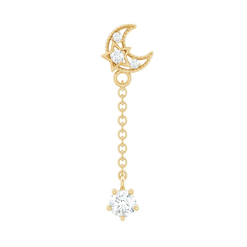 Moissanite Celestial Chain Drop Earring for Helix Piercing