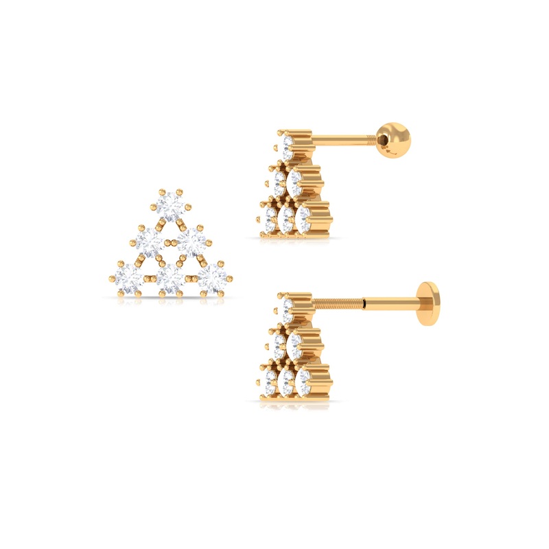 Moissanite Cluster Triangle Earring for Helix Piercing