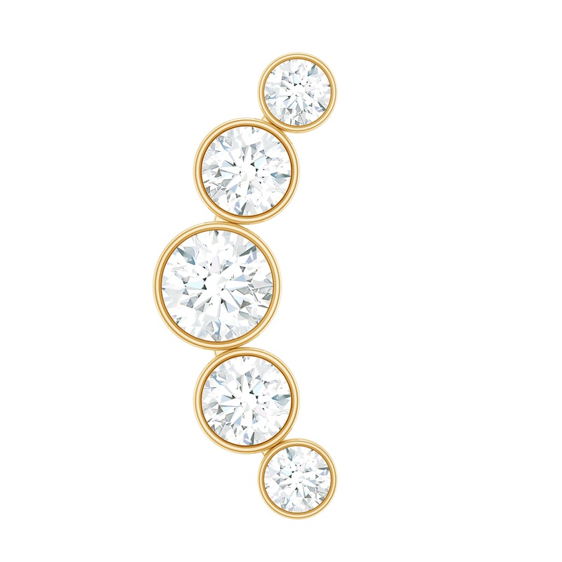Moissanite Curved Cartilage Earring in Graduated Style