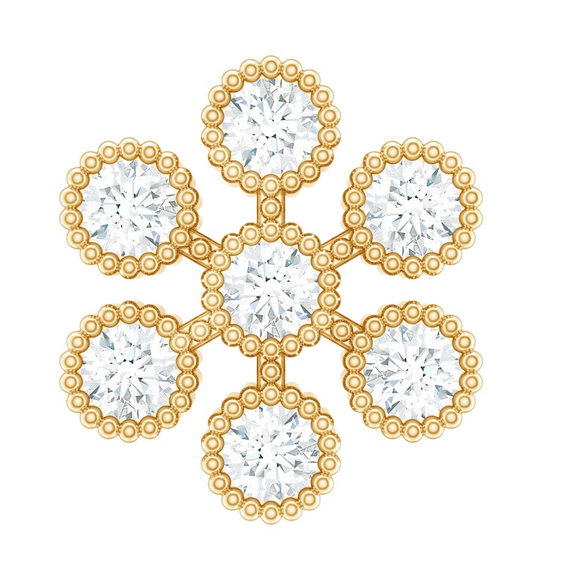 Moissanite Flower Cartilage Earring in Beaded Bezel Setting