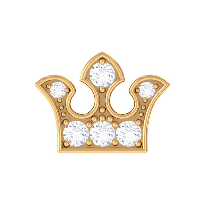 Moissanite Gold Crown Earring for Cartilage Piercing