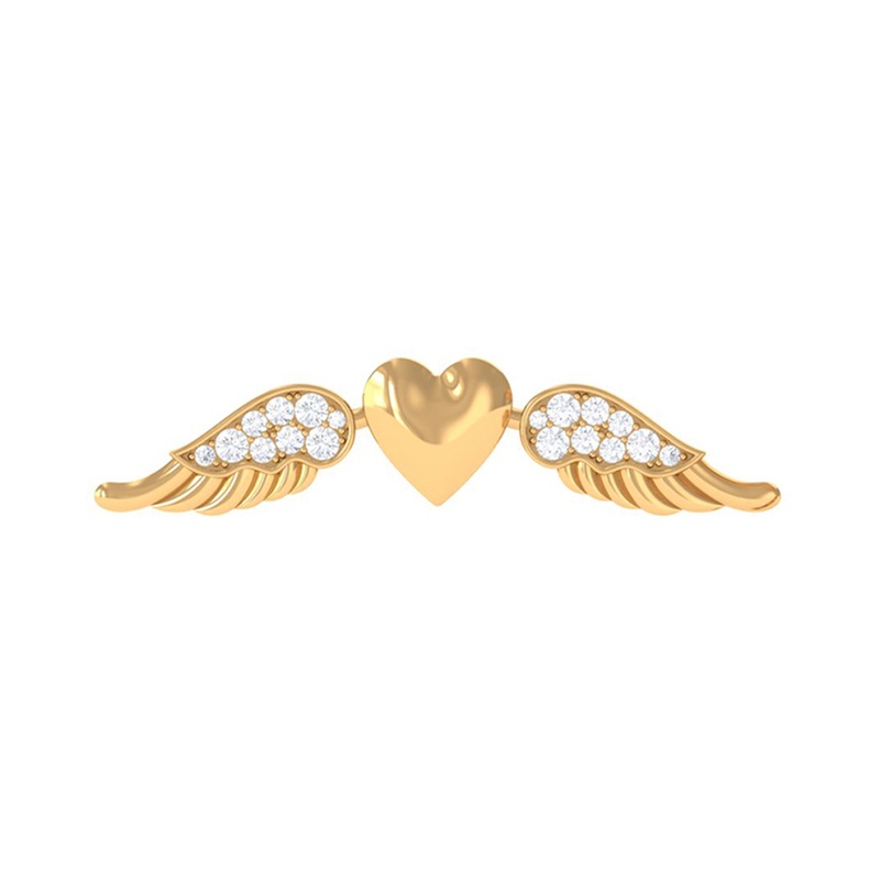 Moissanite Heart Wing Climber Earring for Cartilage Piercing