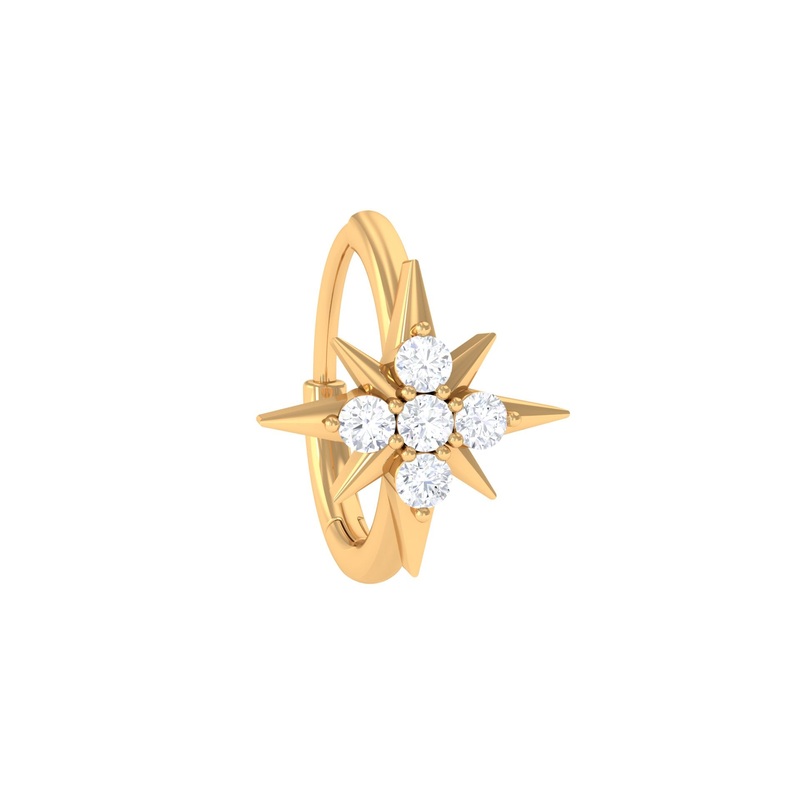 Moissanite Starburst Cartilage Hoop Earring