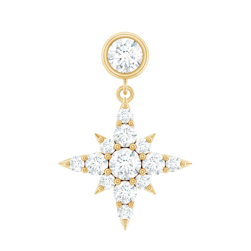 Moissanite Starburst Drop Earring for Cartilage Piercing