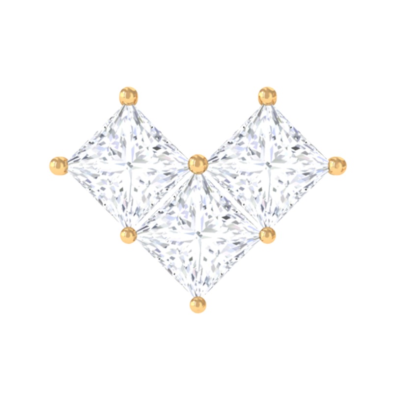 Princess Cut Moissanite Three Stone Tragus Earring