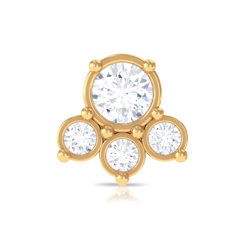 Round Moissanite Cluster Helix Earring in Bezel Setting