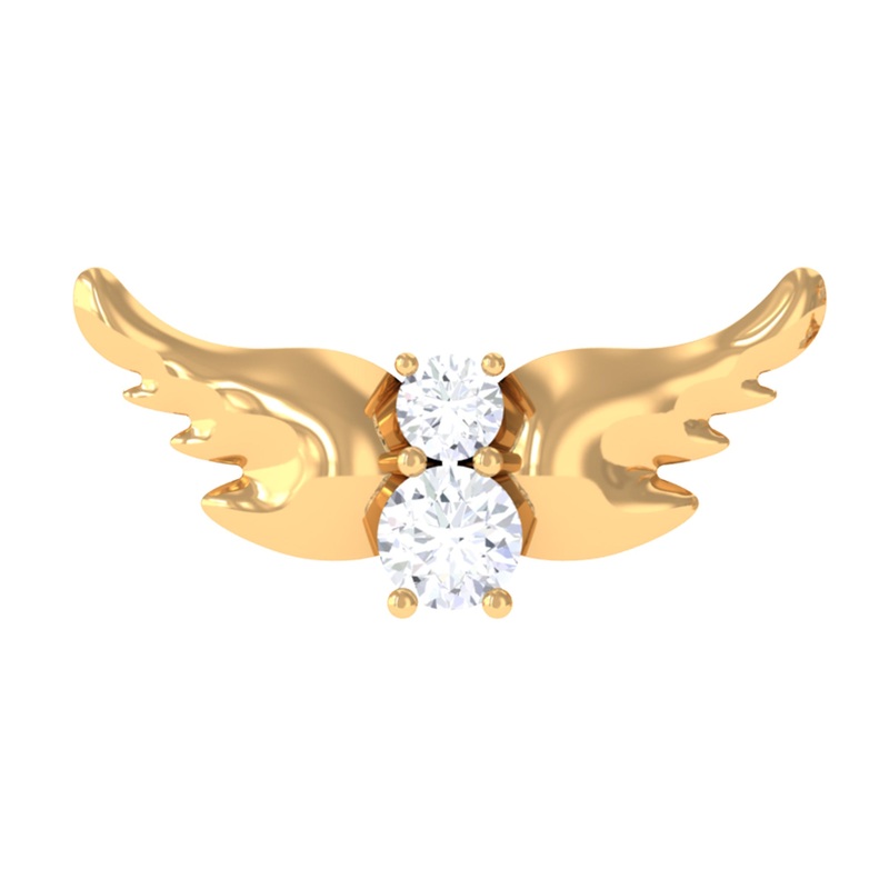 Round Moissanite Gold Bat Earring for Cartilage Piercing