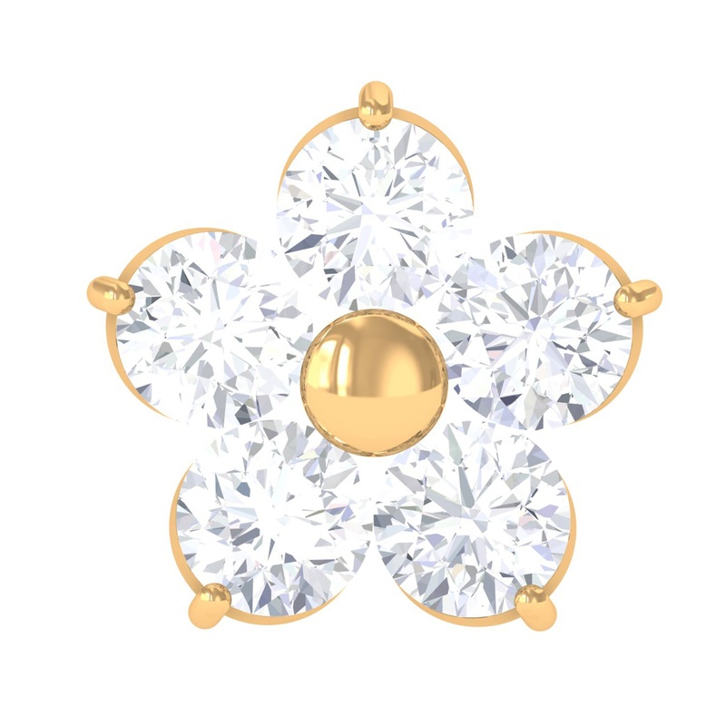 Round Moissanite Simple Flower Earring for Conch Piercing
