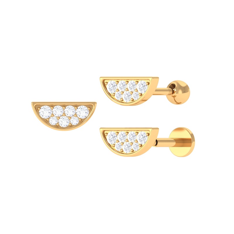 Simple Moissanite Half Circle Earring for Helix Piercing