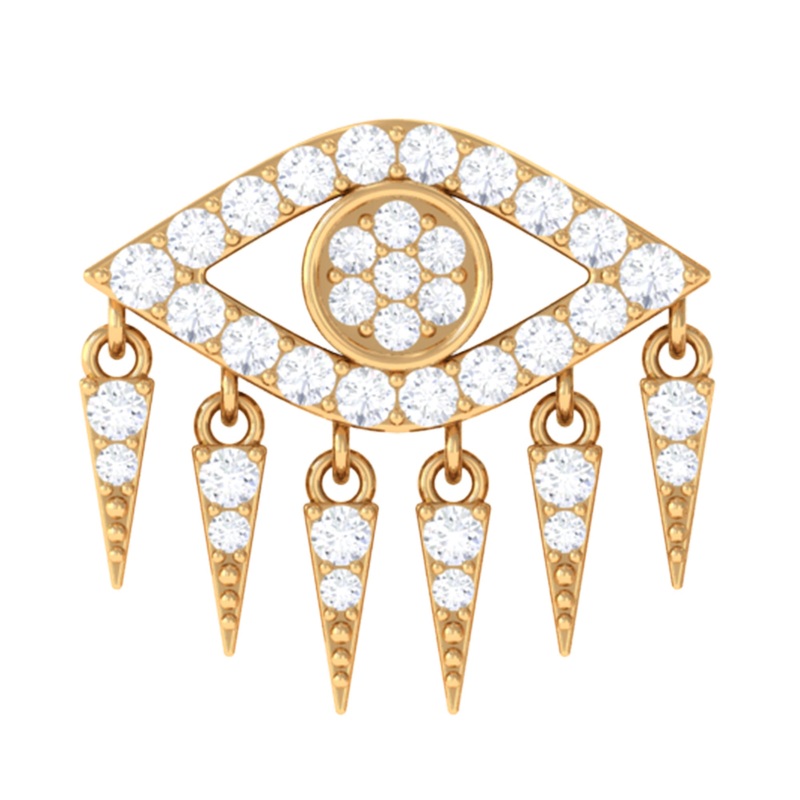 Unique Moissanite Evil Eye Earring for Cartilage Piercing