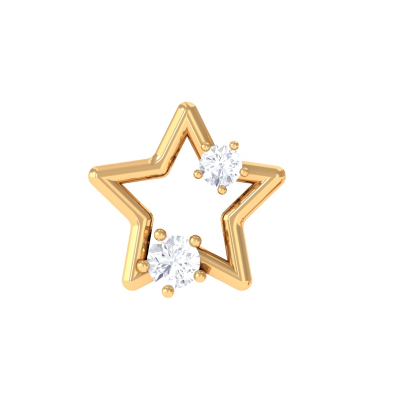 Unique Moissanite Gold Star Upper Lobe Earring