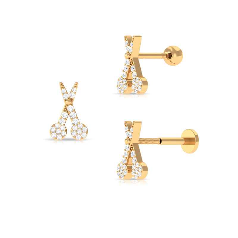 Unique Moissanite Scissor Cartilage Earring in Gold
