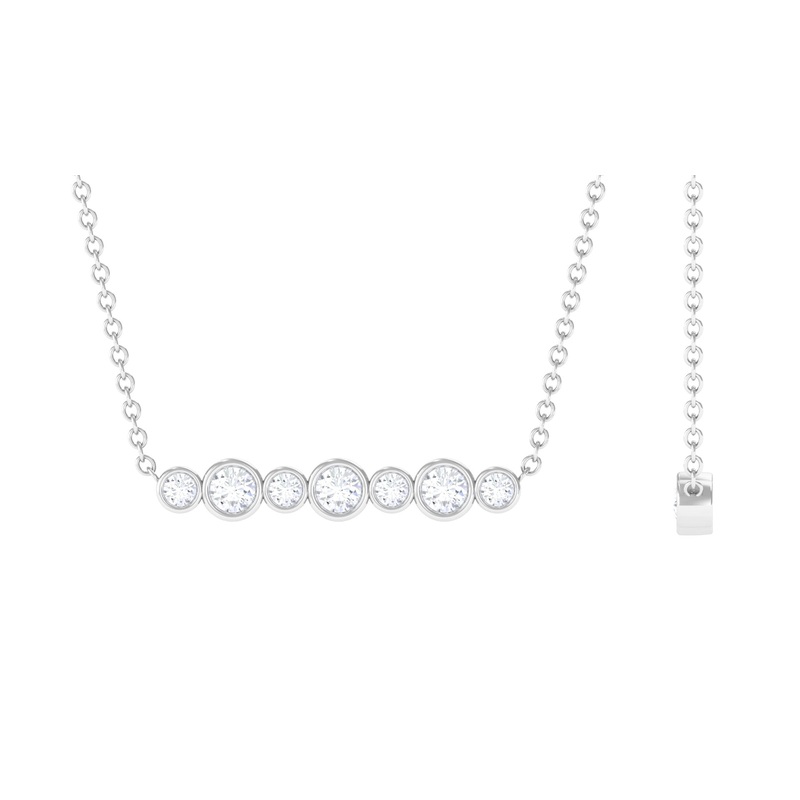 0.25 CT Bezel Set Diamond Seven Stone Horizontal Bar Necklace