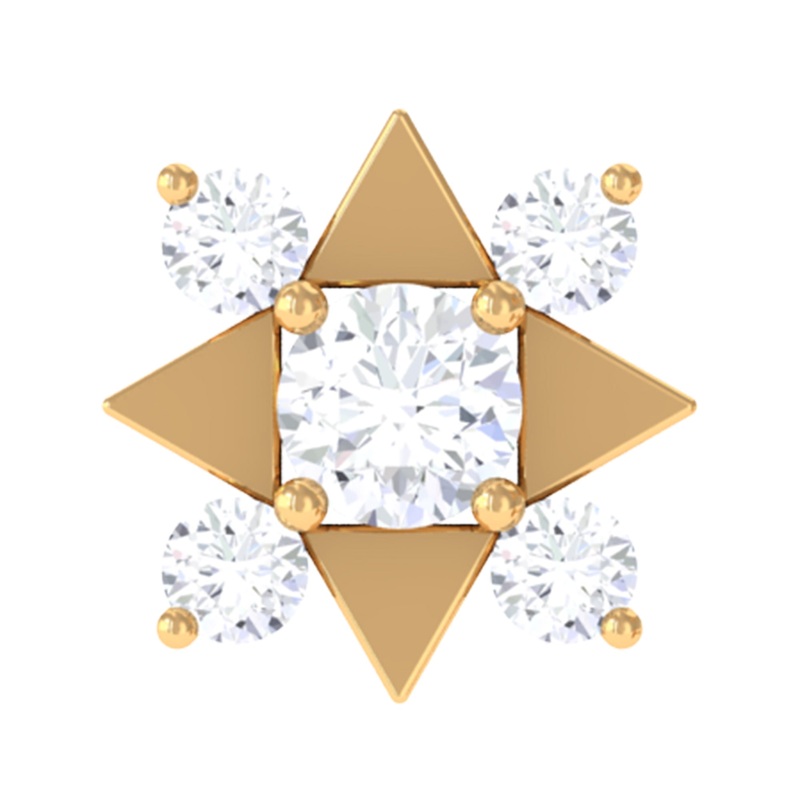 Certified Moissanite Art Deco Earring for Conch Piercing