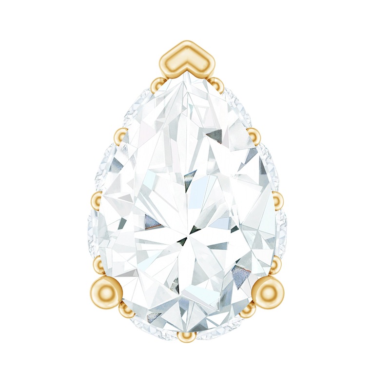 Certified Moissanite Teardrop Helix Earring in Gold