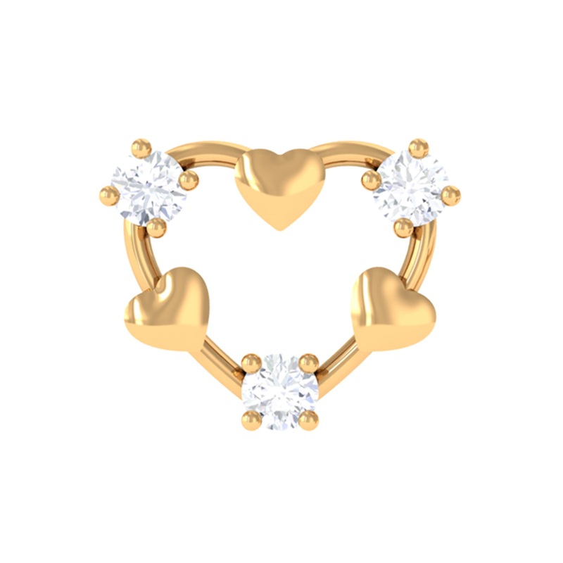 Cute Diamond Heart Cartilage Earring in Gold
