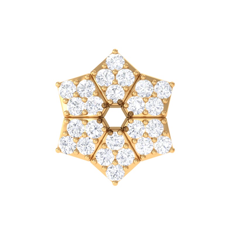 Genuine Moissanite Floral Earring for Upper Lobe Piercing