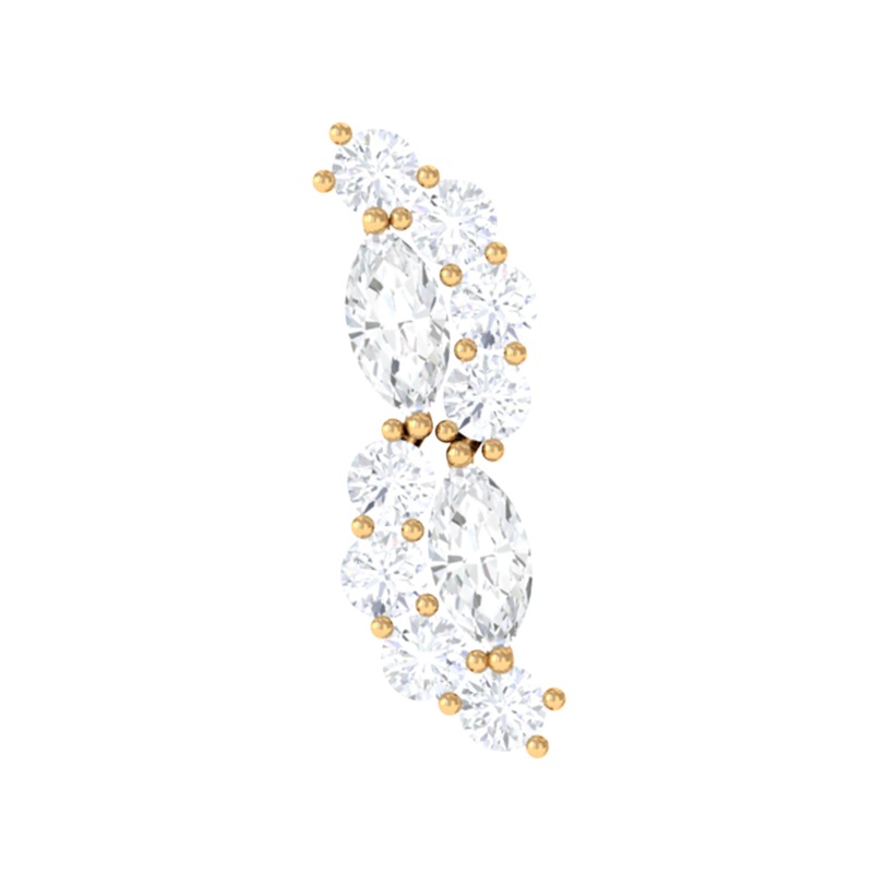 Marquise and Round Moissanite Cluster Cartilage Earring