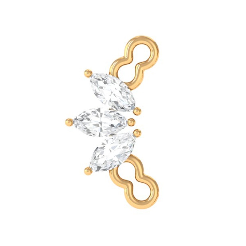Marquise Moissanite 3 Stone Crawler Earring for Helix Piercing