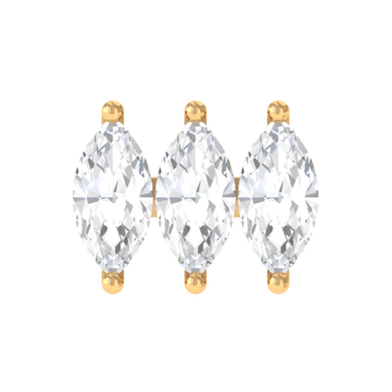 Marquise Moissanite 3 Stone Earring for Helix Piercing