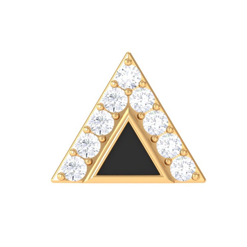 Moissanite and Black Enamel Triangle Cartilage Earring
