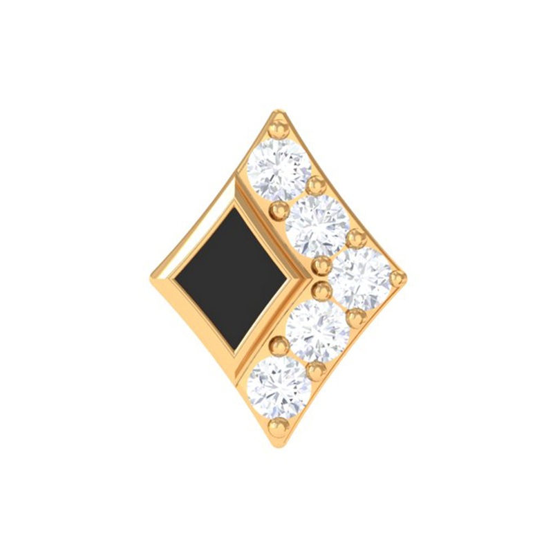 Moissanite and Black Enamel Unique Helix Earring