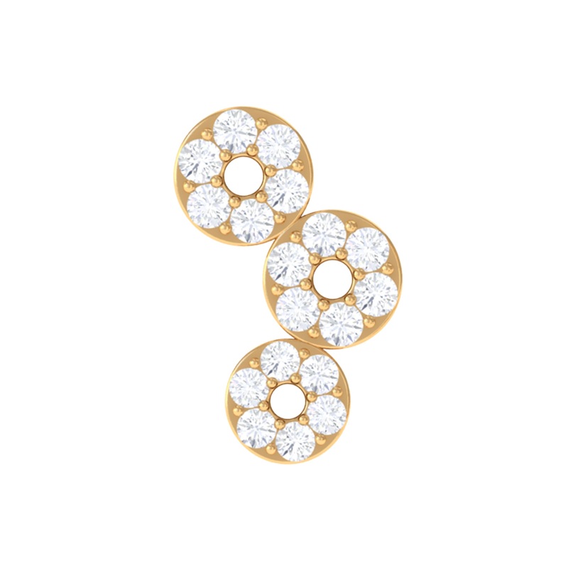 Moissanite Circle Curved Cartilage Earring in Gold