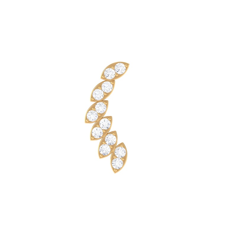 Moissanite Curved Crawler Earring for Helix Piercing