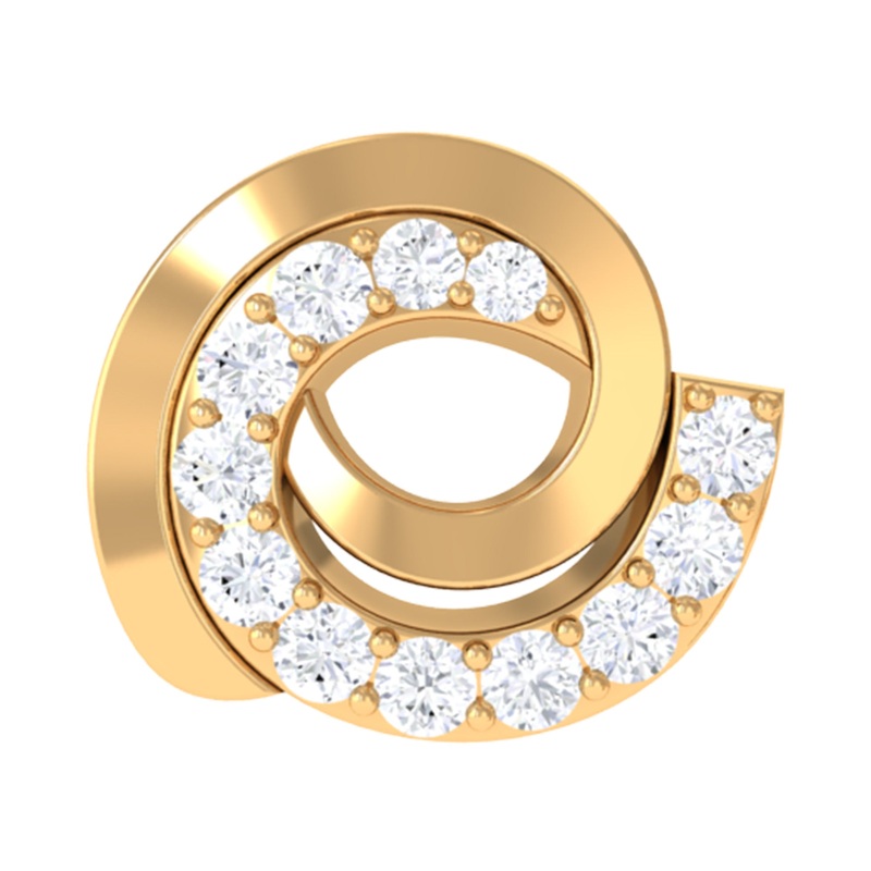 Moissanite Gold Swirl Earring for Second Hole Piercing