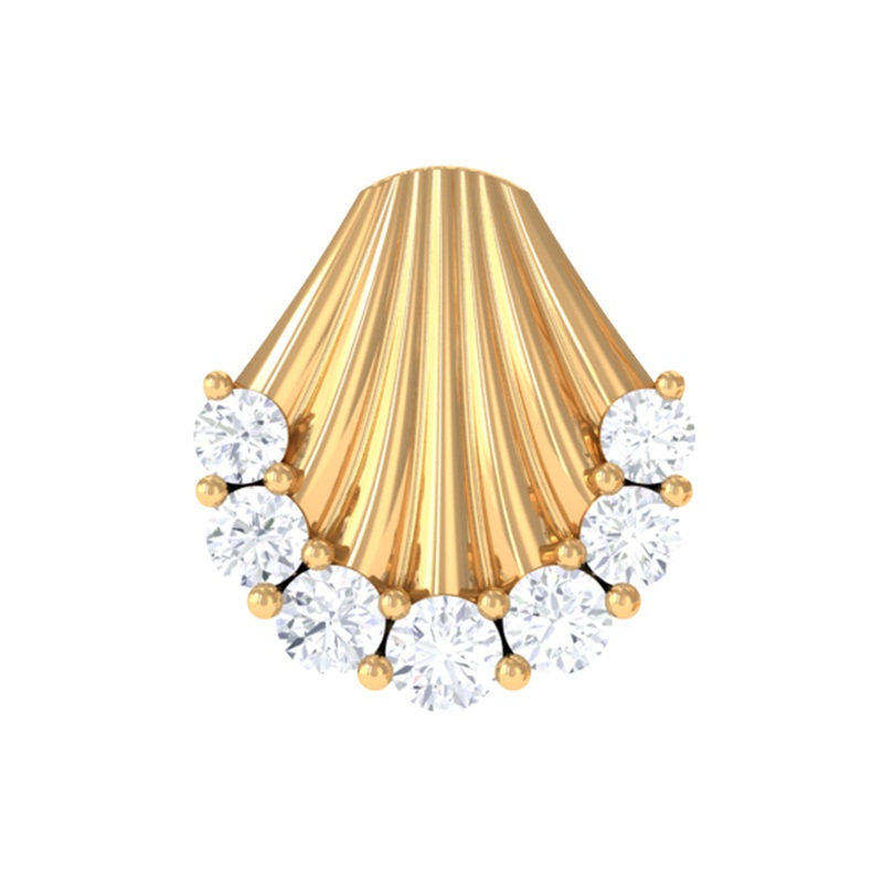 Moissanite Sea Shell Cartilage Earring in Gold