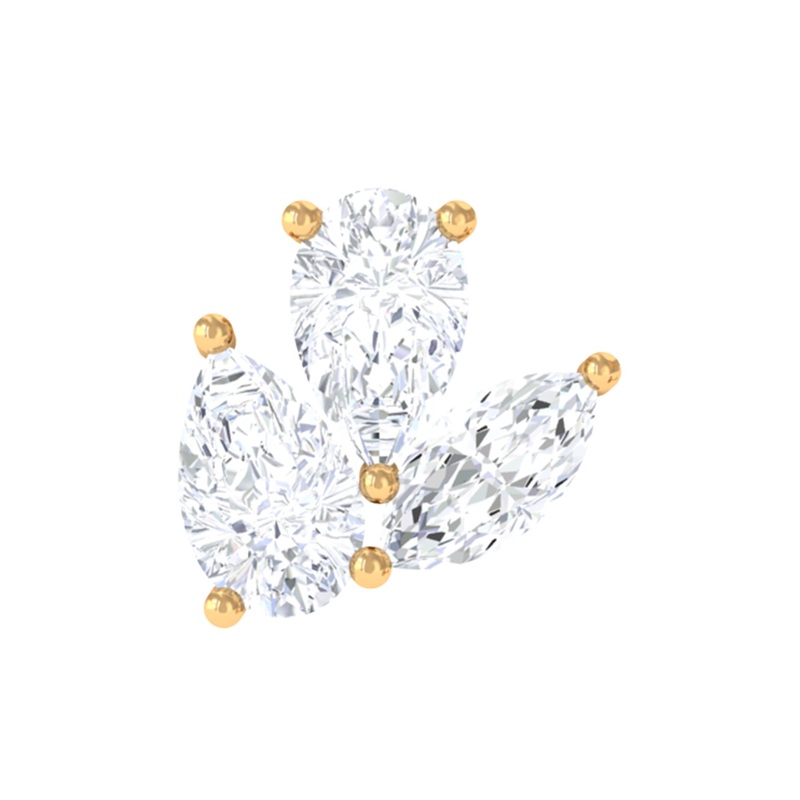 Pear and Marquise Cut Moissanite Cluster Cartilage Earring