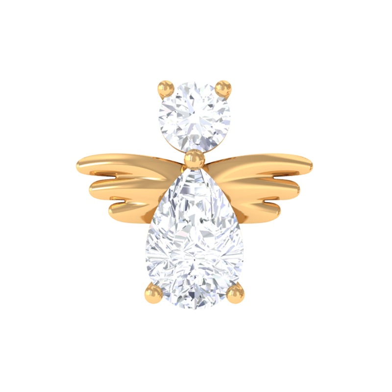 Pear and Round Moissanite Angel Cartilage Earring
