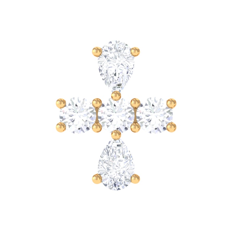 Pear and Round Moissanite Cross Cartilage Earring