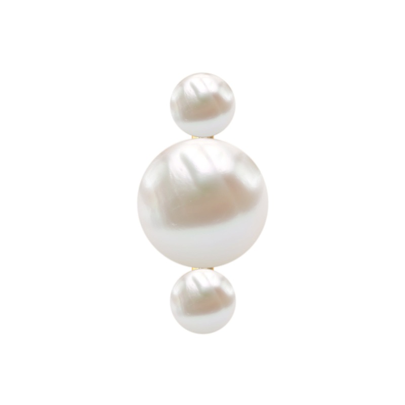 Round Freshwater Pearl Three Stone Cartilage Earring