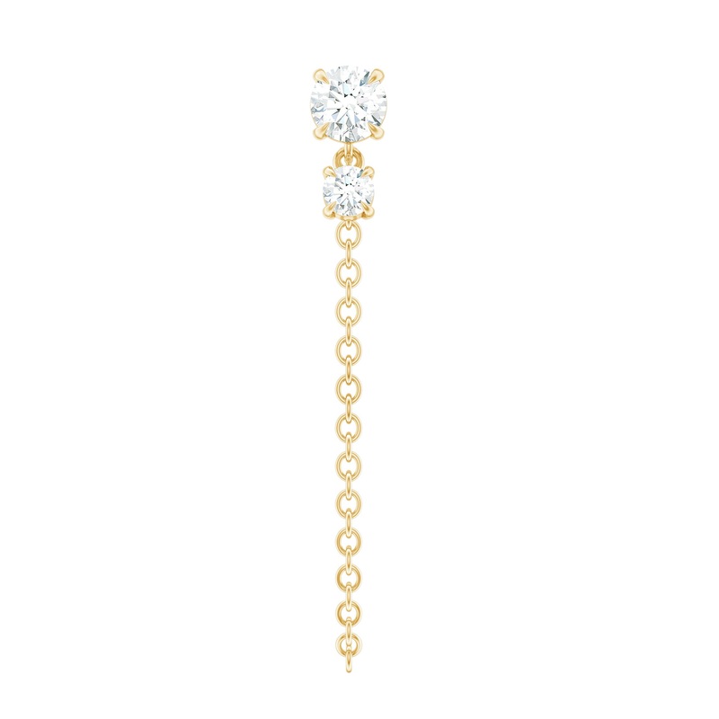 Round Moissanite Chain Drop Earring for Cartilage Piercing