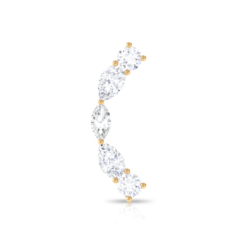 Simple Moissanite Curved Crawler Earring for Helix Piercing