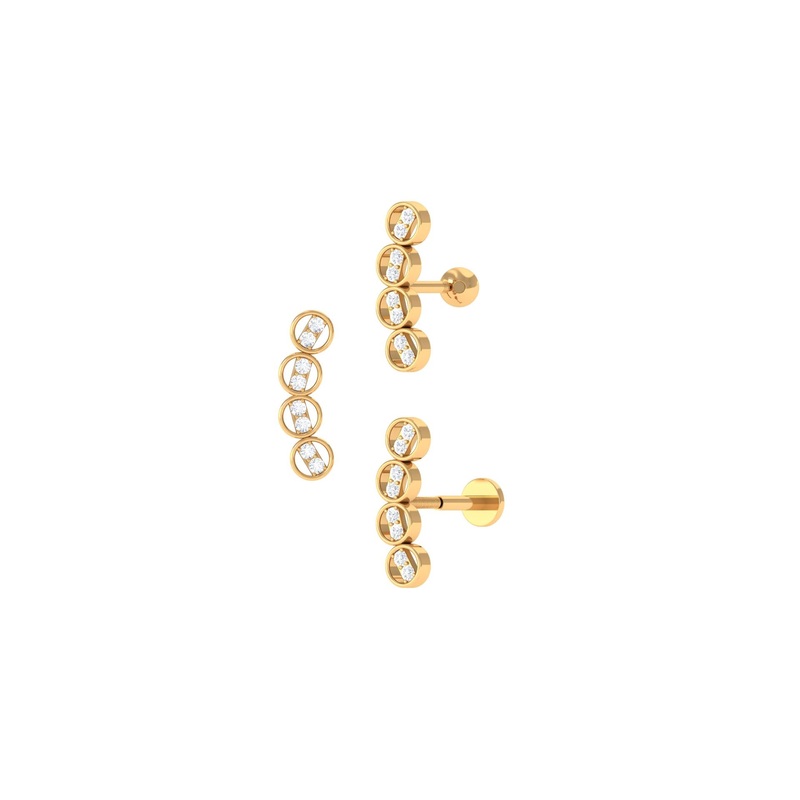 Simple Moissanite Gold Curved Helix Earring