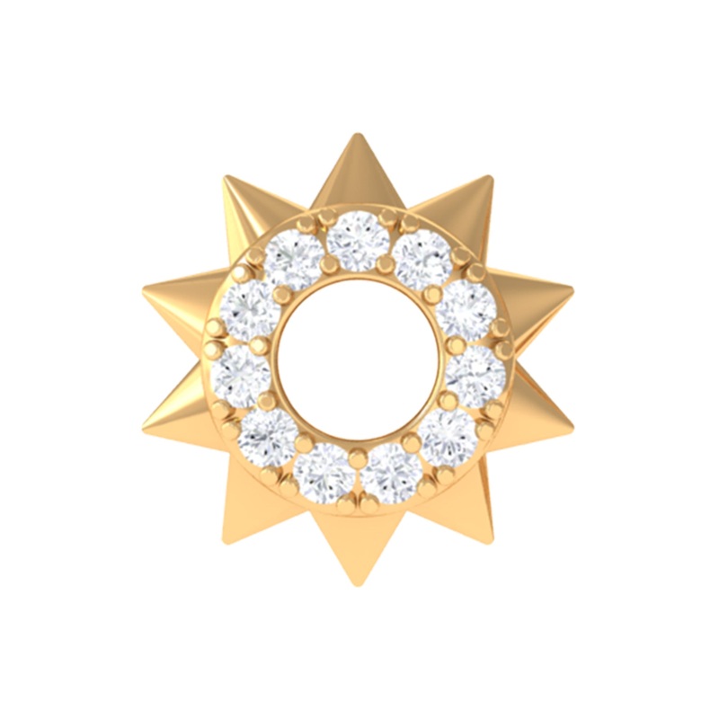 Simple Moissanite Sunburst Cartilage Earring in Gold