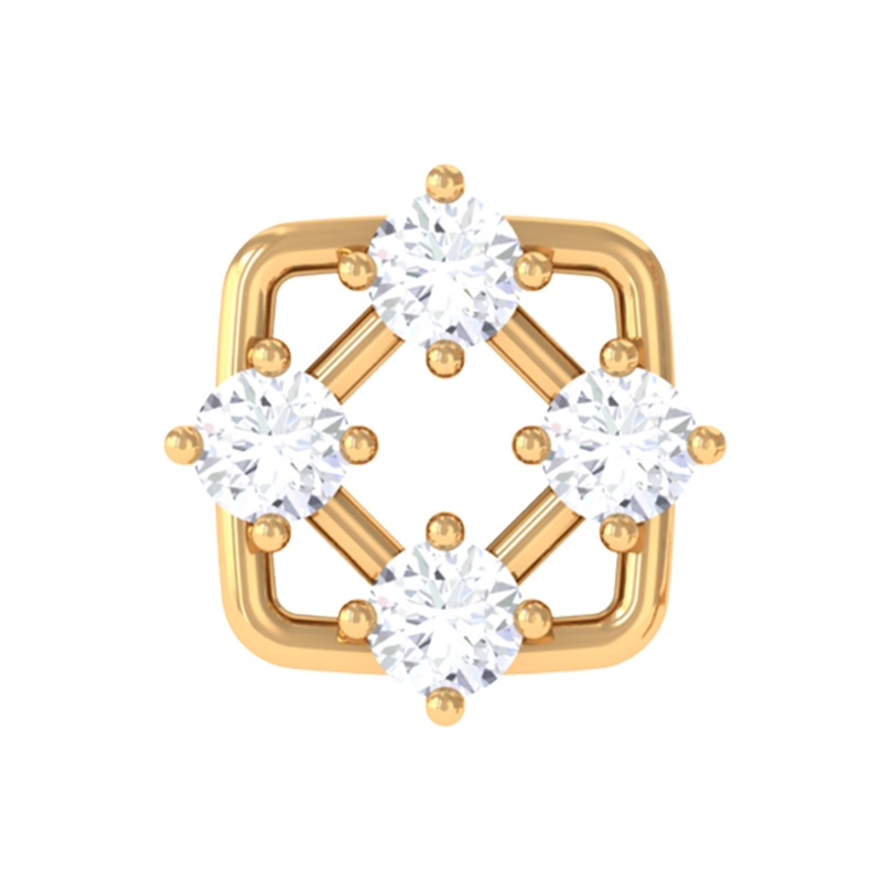 Unique Round Moissanite Conch Earring in Gold