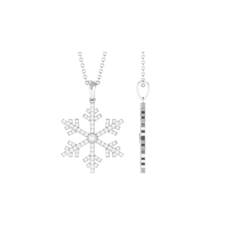 0.5 CT Certified Cubic Zirconia Snowflake Pendant Necklace in Gold