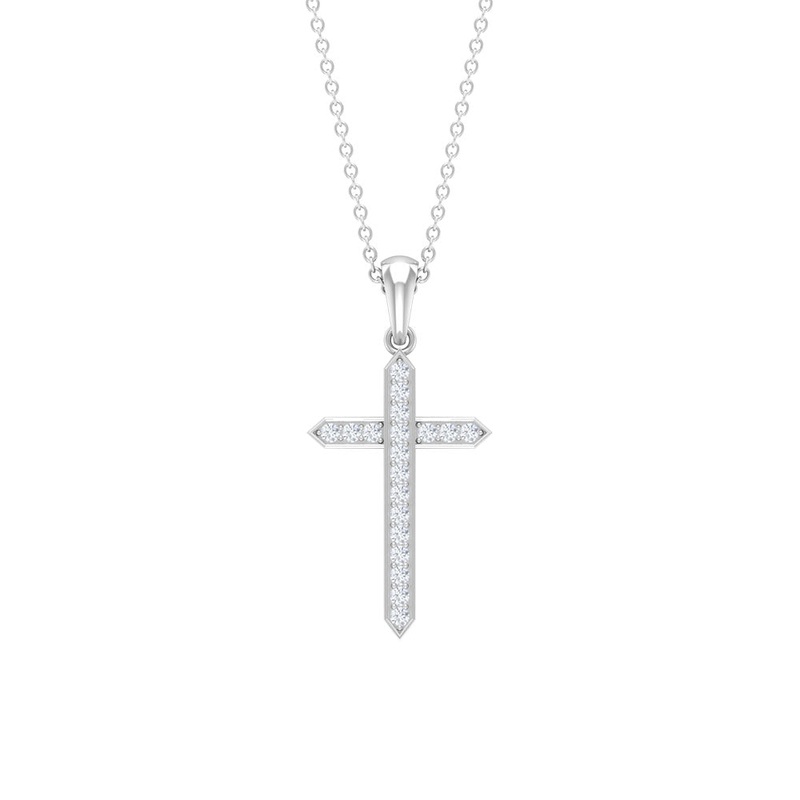0.5 CT Certified Zircon Minimal Cross Pendant Necklace
