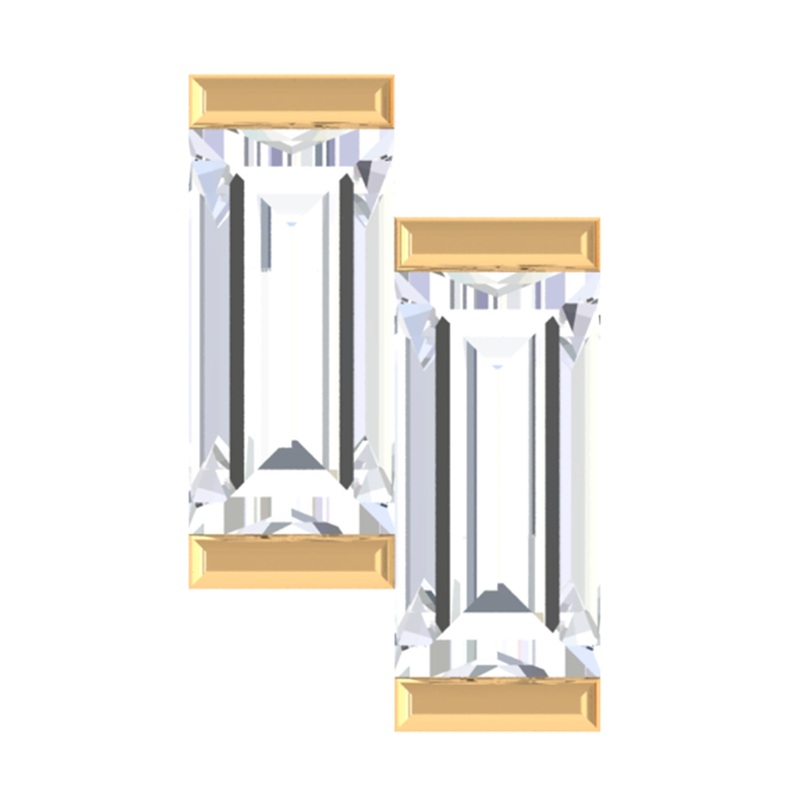 Baguette Moissanite 2 Stone Dainty Nose Stud