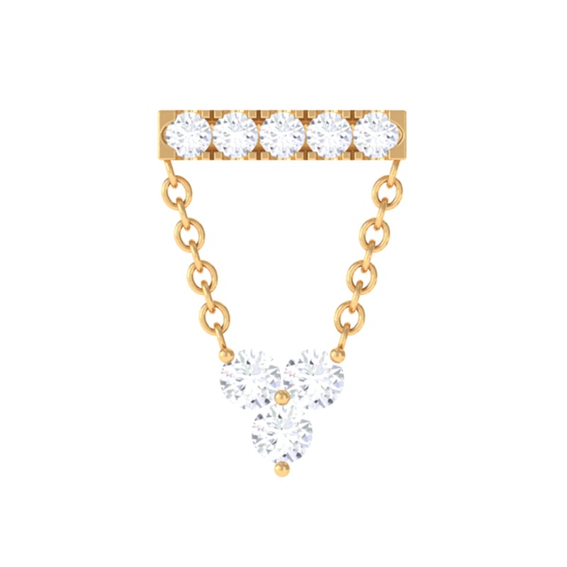 Certified Moissanite Bar Chain Dangling Earring