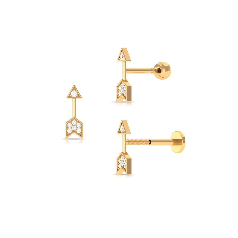 Dainty Diamond Gold Arrow Earring for Helix Piercing