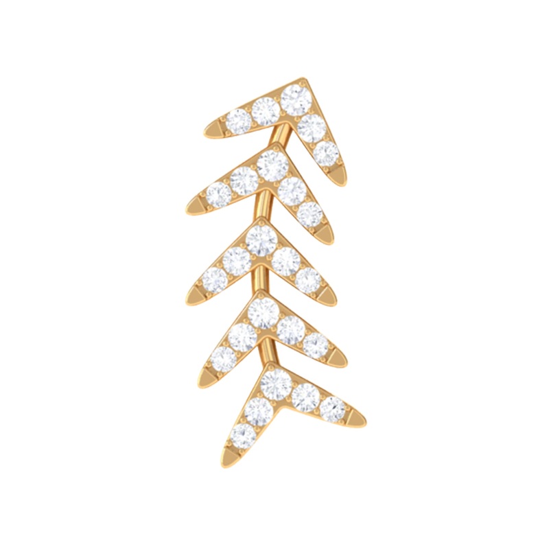 Elegant Moissanite Leaf Crawler Earring for Helix Piercing