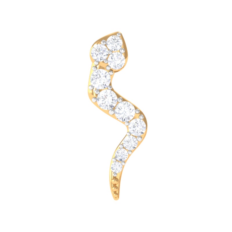 Genuine Moissanite Snake Earring for Cartilage Piercing